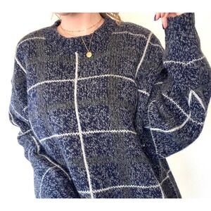 Eddie Bauer Retro Vintage Sweater Plaid Print 100% Wool